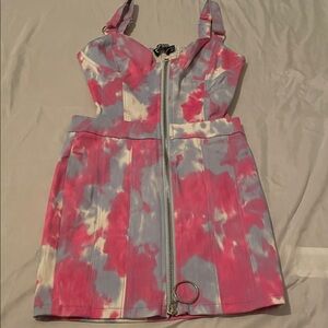 Stylish Backless Tie-Dye Dress